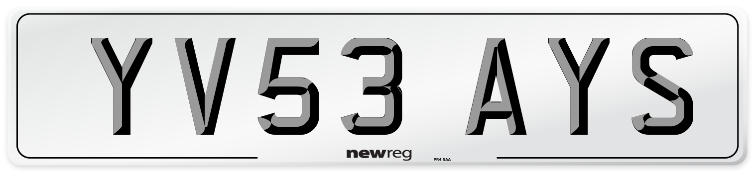YV53 AYS Number Plate from New Reg